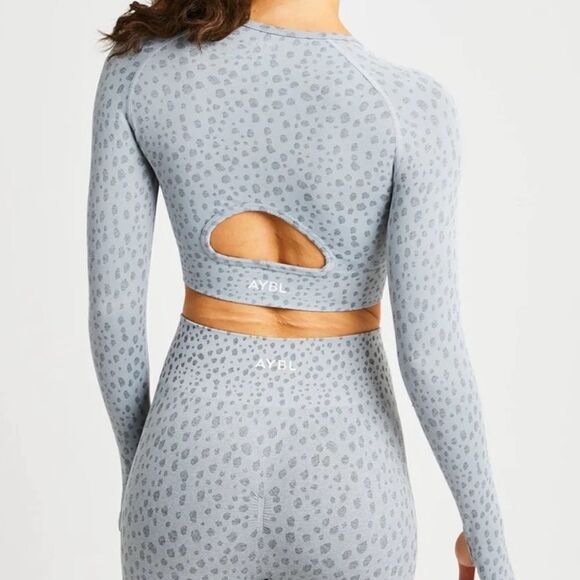 AYBL Evolve Grey Speckle Seamless Long Sleeve Activewear Top - Picture 2 of 7